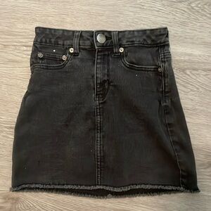 NOBO black wash denim mini skirt size 1 frayed edge on bottom